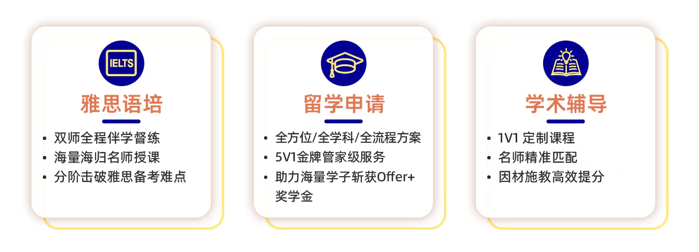 三大核心业务 — 雅思语培、留学申请、学术辅导